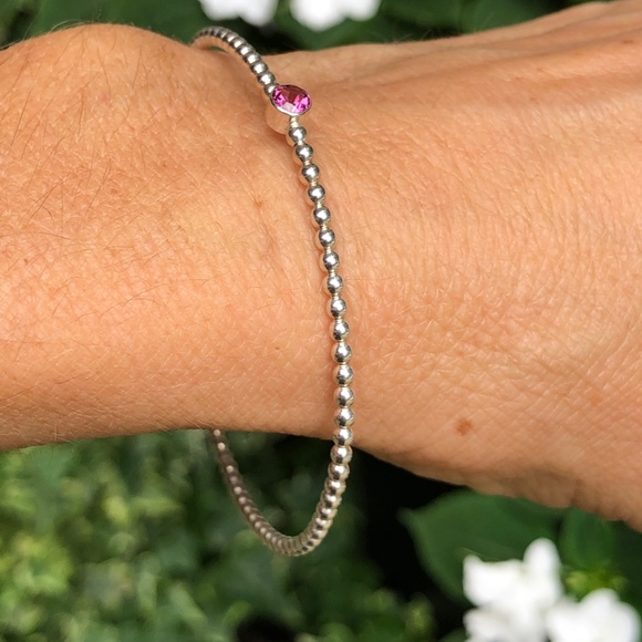 Dainty Garnet and Silver Bracelet - Picture 8 of 10
